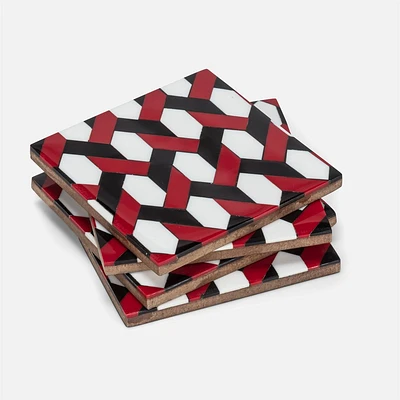 Set of 4 Mosaic Coasters - Red