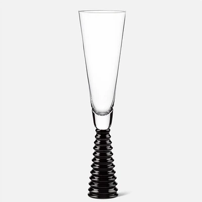 Stack Base Champagne Flute - Black - 6 oz