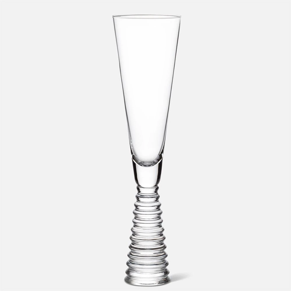 Stack Base Champagne Flute - Clear -6 oz