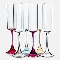 Champagne Flute with Assorted Stem Tints