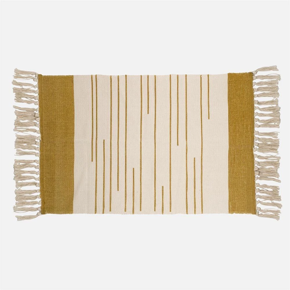 Accent Rug, Stripe with Fringe - Ocher / Natural