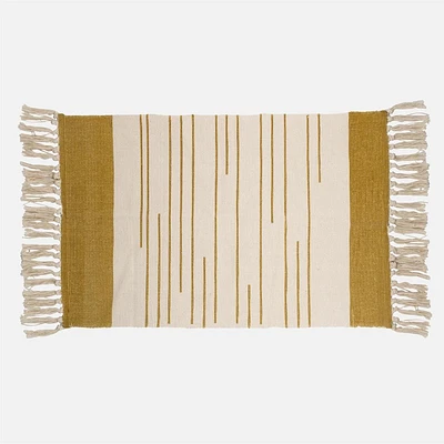 Accent Rug, Stripe with Fringe - Ocher / Natural