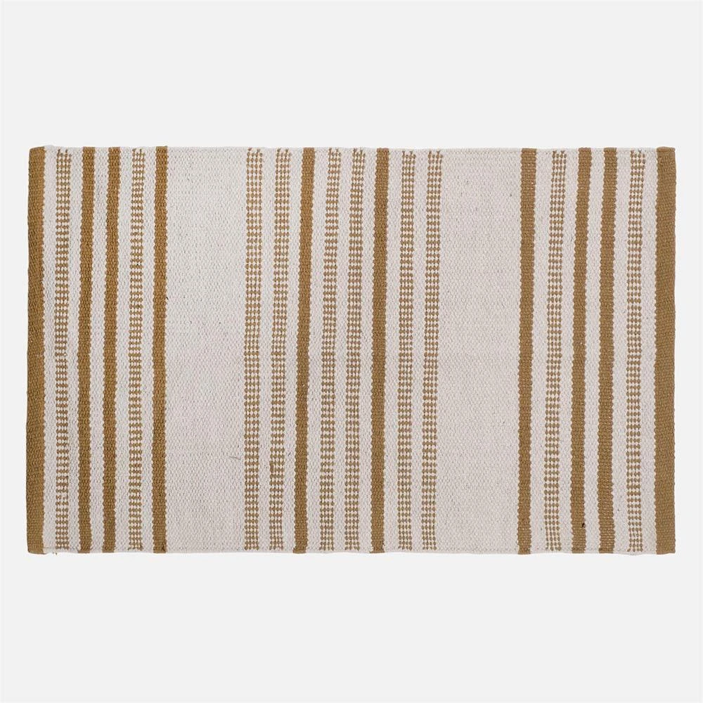 Accent Rug, Weaved Stripe Motif - Ochre / Natural
