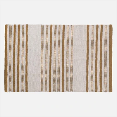 Accent Rug, Weaved Stripe Motif - Ochre / Natural