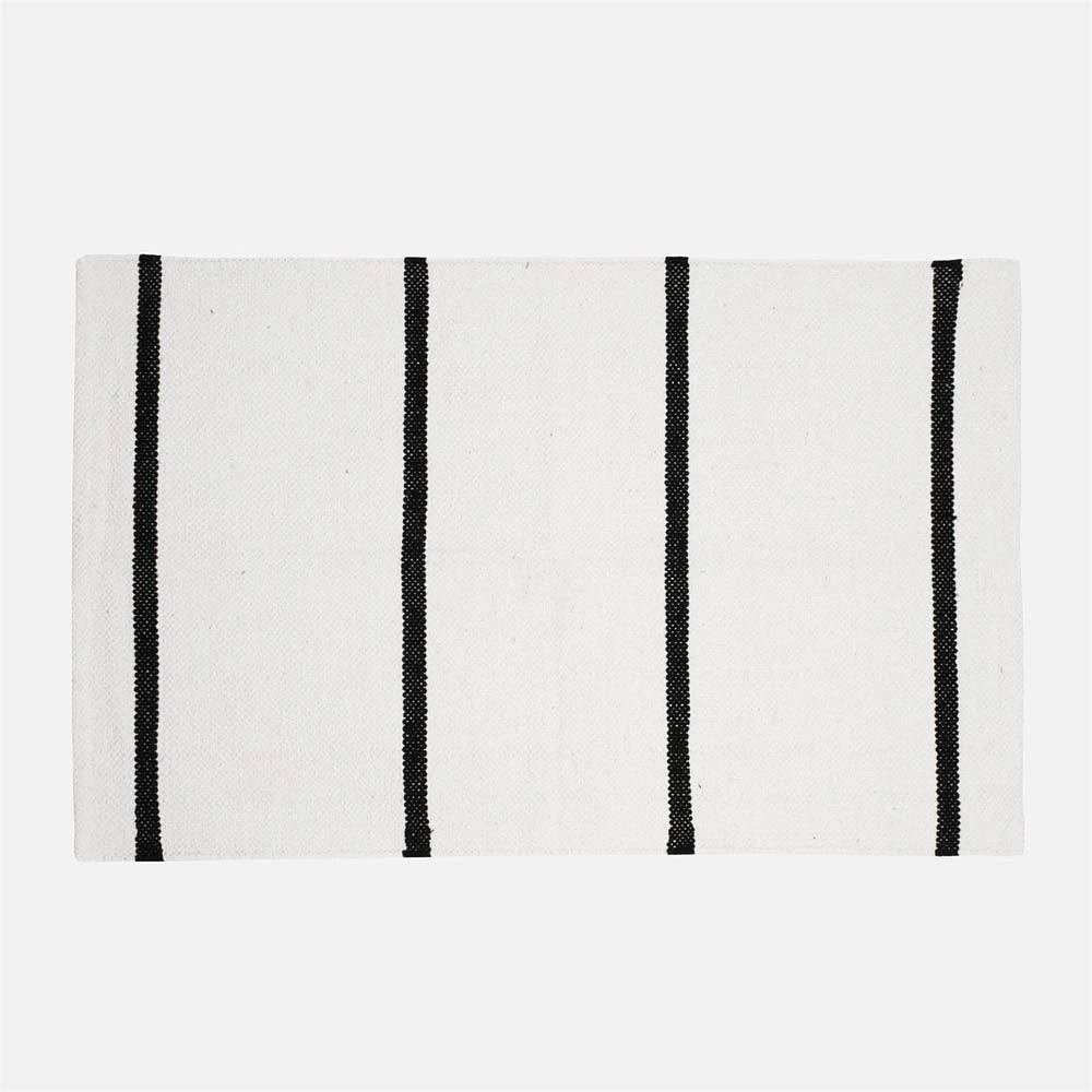 Accent Rug, Weaved Stripe Motif - White / Black
