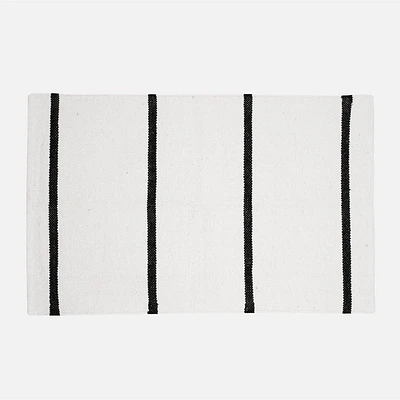 Accent Rug, Weaved Stripe Motif - White / Black