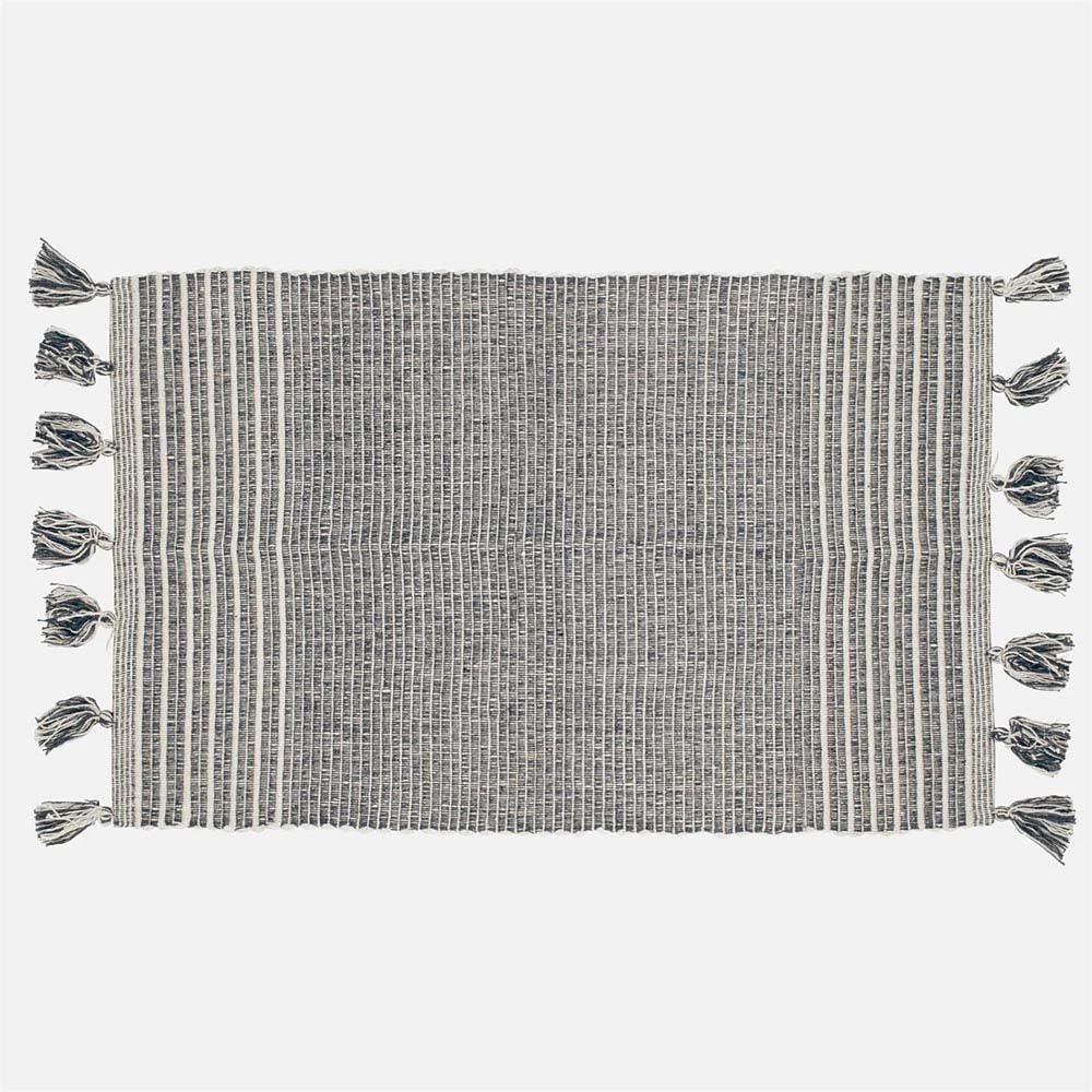 Accent Rug, Stripe Motif with Tassel - Grey