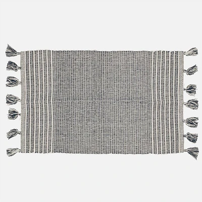 Accent Rug, Stripe Motif with Tassel - Grey