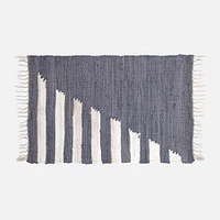 Accent Rug, Weaved Stripe & Solid Motif - Blue / Grey