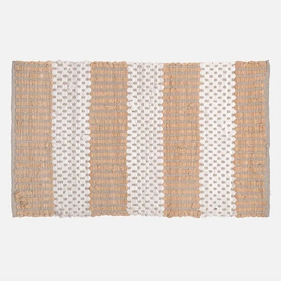 Accent Rug, Weaved Stripe Motif - Yellow / White