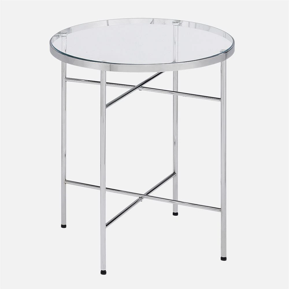 Angel Oval Accent Table Chrome/Glass