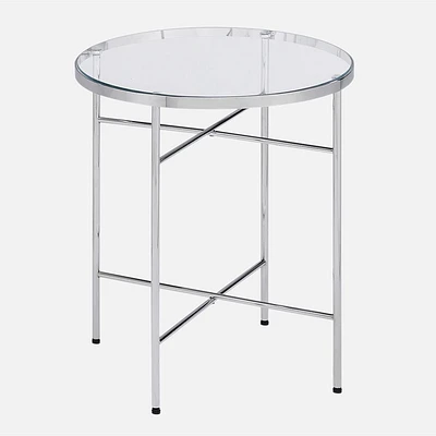 Angel Oval Accent Table Chrome/Glass