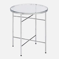 Angel Oval Accent Table Chrome/Glass