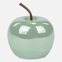 Pomme décorative en céramique verte  3,5 po x 4 po