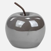 Pomme décorative en céramique grise 3,5 po x 4 po