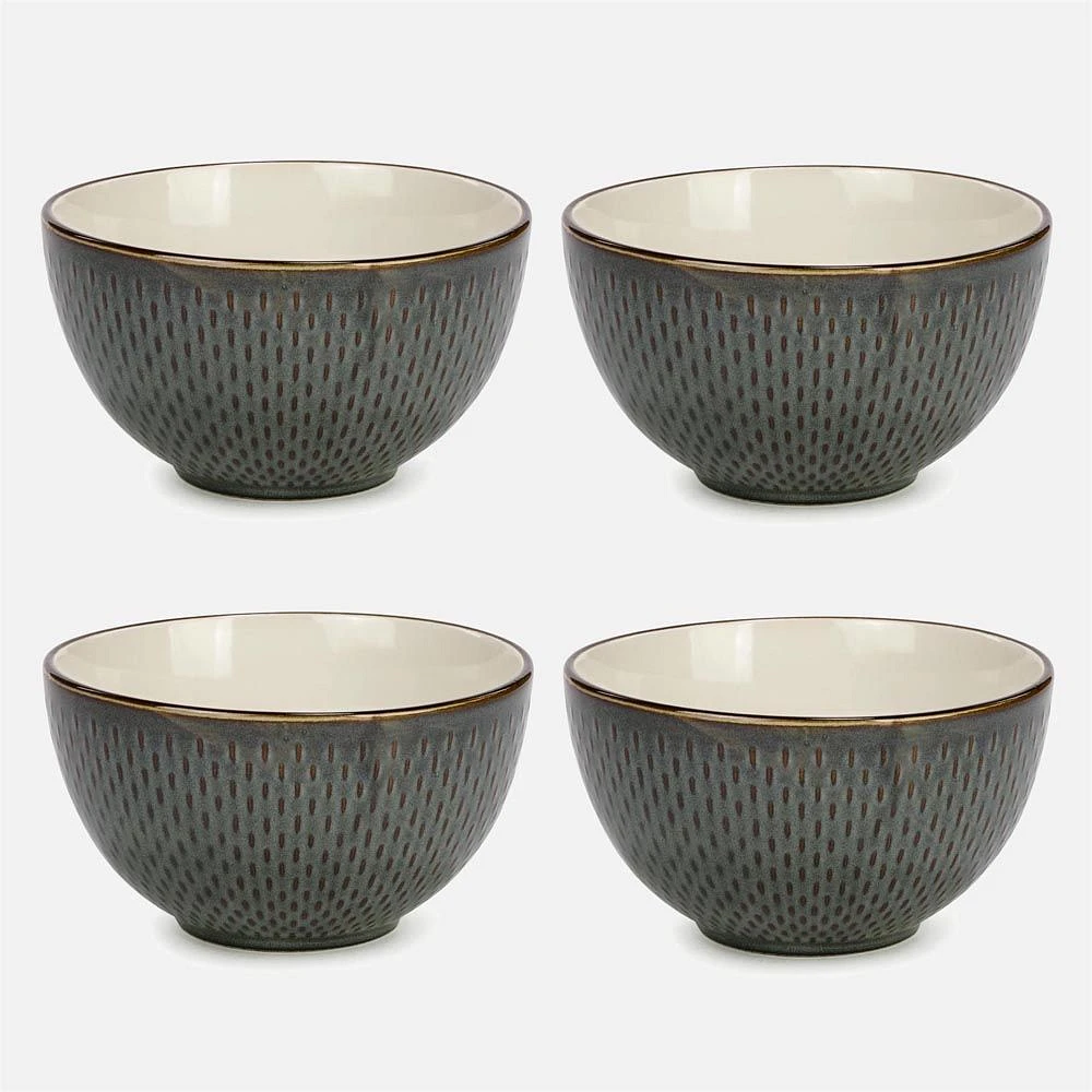 Green Ceramic Bowls, Set of 4 - Green