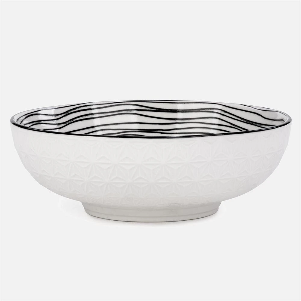 Large Bowl with Black Motif - 8 x 3"