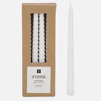 Set of 4 Twisted dinner Candles - White