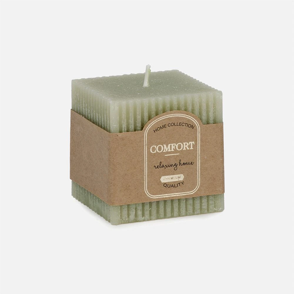 Square Ridged Candle 2.5" - Green