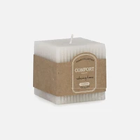 Square Ridged Candle 2.5"  - Cream