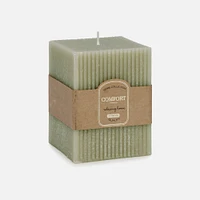 Square Ridged Candle 4" - Green