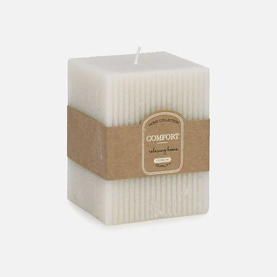 Candle Square Ridged 4" - Cream