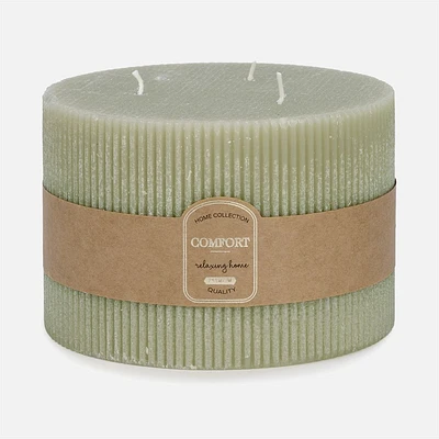 Pillar Candle Ridged  6"x4" - Green