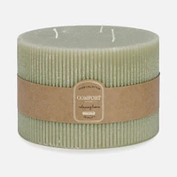 Pillar Candle Ridged  6"x4" - Green