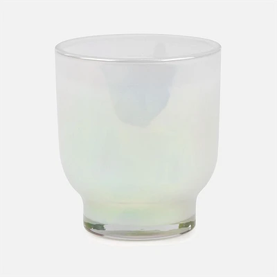 White Glass Candle, 3.5" x 4" - White Cotton