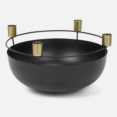 Taper Candle Holder x 4 - Black/Gold