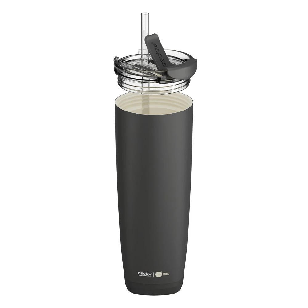 Black Aqualina Tumbler with Built in Straw by asobu