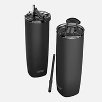 Black Aqualina Tumbler with Built in Straw by asobu