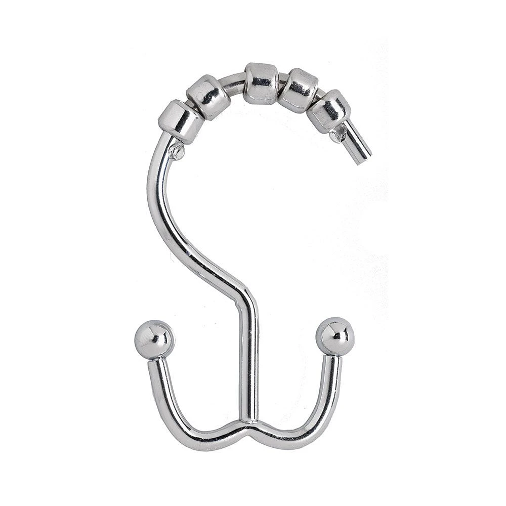 Annex double hooks for shower curtains - set of 12 Chrome