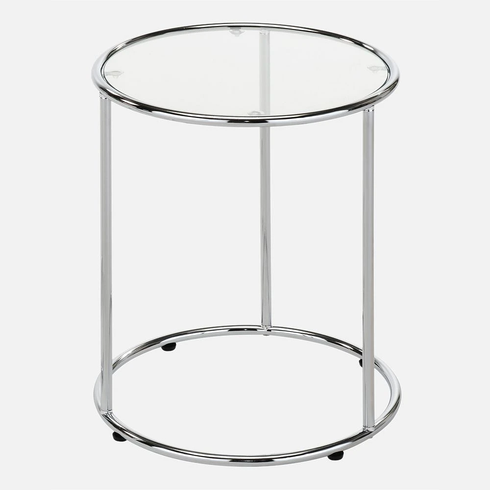 Ansie Oval Accent Table - Chrome/Glass