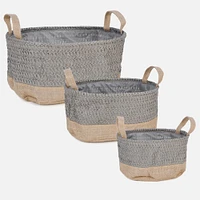 Set of 3 Storage Basket - Grey & Natural