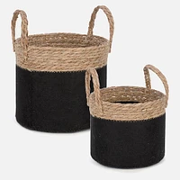 Set of 2 Storage Basket - Black & Natural