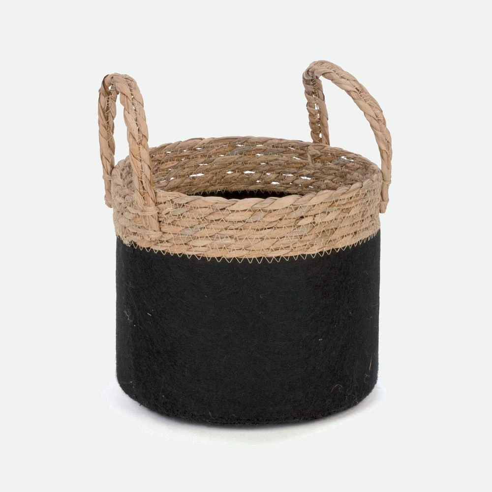 Set of 2 Storage Basket - Black & Natural