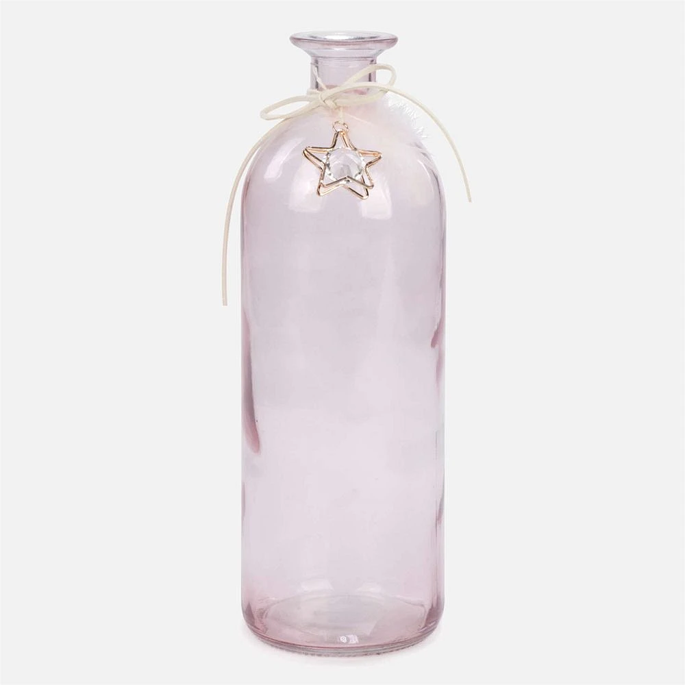 Pink Glass Vase with Star Detail