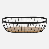 Oval Metal and Wood Basket