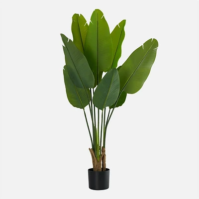 Faux Potted Banana Leaf Tree Plant