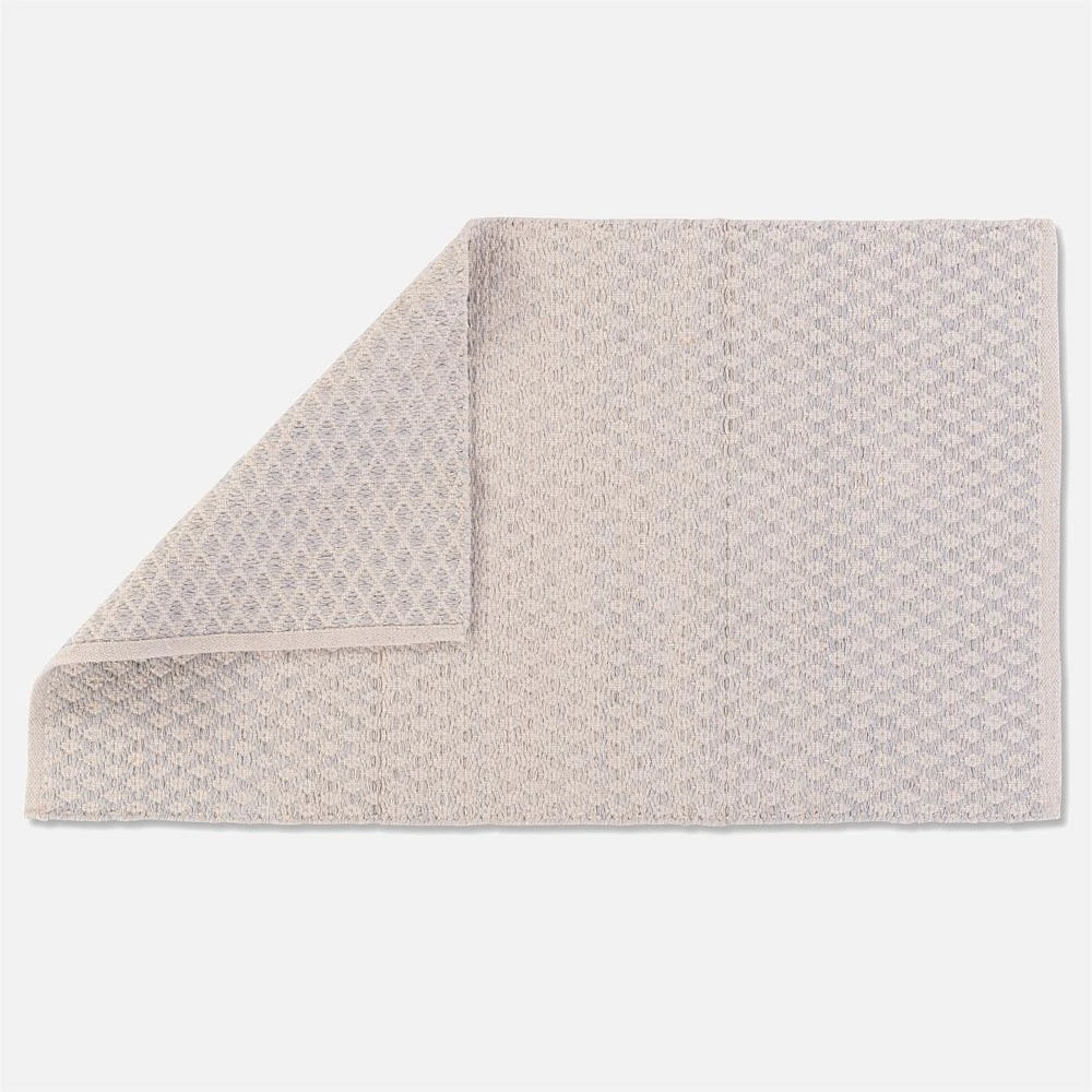 Cotton Casuals Shuttle Weave Rug - Ivory/Light blue
