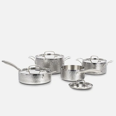 Cuisinart Vintage Hand Hammered Try-Ply Stainless Steel Cookware Set, 8 Pieces