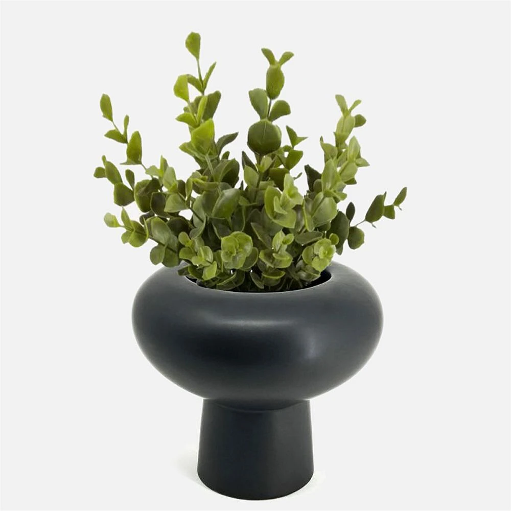 Black Mushroom-Shaped Planter by Natural Living