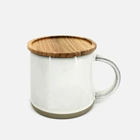 Bia Reactive Mug with Wood Lid - White, 400ml