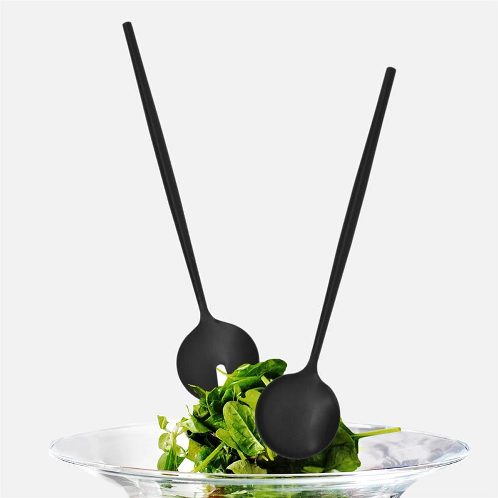 Set of 2 Satin Black Salad Servers by Natural Living