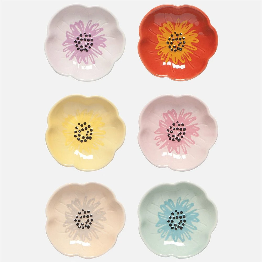 Set of 6 Assorted Flower Pinch Bowls