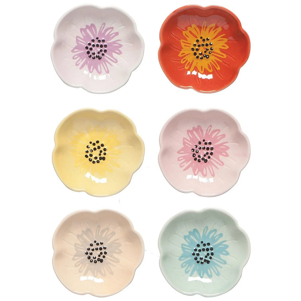 Set of 6 Assorted Flower Pinch Bowls