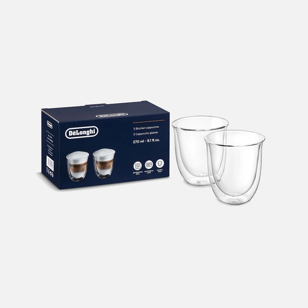 De'Longhi Set of 2 Double Wall Cappuccino Cups