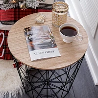 Table d'appoint noire avec plateau naturel « Waverly »