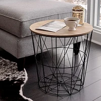 Table d'appoint noire avec plateau naturel « Waverly »